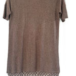 Left On Houston Fringe Hem Sweater Dress Casual Tunic Top XS Angora Blend Brown Photo 0