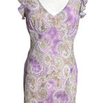 American Vintage VTG La Belle Midi Dress Size 9 Purple Paisley V Neck Flutter Sleeve Fairy Photo 0