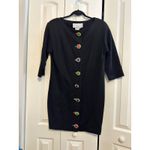 Adrienne Vittadini  Vintage Black‎ Wool Dress With Ornate Gold & Jewel Toned 6 Photo 2