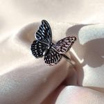 Boutique Silver Butterfly Ring Adjustable 5-9 Photo 0