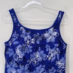 L.L.Bean Floral Swim Tankini Top Swimsuit Blue White Casual Comfort Size 22 Photo 1
