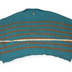 Free People  Blue Striped Oversized Knit Sweater Pullover Long Sleeve Sz Small Photo 7