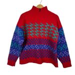 Top Notch Knits Womens VTG Artsy Retro Pullover Sweater Sz M Hand Knit 90s Fall Red Size M Photo 0