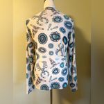 Western boho cowgirl teal tan sheer long‎ sleeve top medium Blue Photo 3