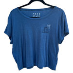 Free State  Blue Short Sleeve Cropped Cotton Blend NY logo Women's‎ Tee Shirt XL Photo 0