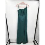 La Femme NWOT One Shoulder Green Jersey Women 14 Maxi Evening Gown Formal Dress Photo 2