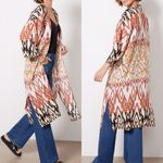 Evereve Mila Maxi Wrap Duster Cardigan Open Front Kimono Aztec Southwestern Photo 1
