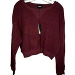 Monrow Burgundy Thick Cropped Sweatshirt nwt Photo 0
