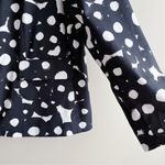 Sandro Printed Blazer Jacket in Black & White Abstract Dot Pattern, Size 2X Photo 5