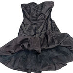 Vintage 80s Steppin Out Strapless Black Cocktail Dress Bow Rhinestone 3 Satin Size undefined Photo 6