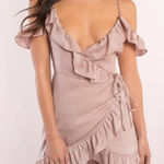 Honey Punch Forever Off the Shoulder Satin Wrap Mini Dress Women’s S NWT Party Photo 0