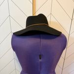 Phenix Women’s Black Brown Wool Leather Trim Wide Brim Hat Floppy Vintage Fall Photo 3