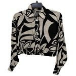Magaschoni Black & White Floral Linen Cropped Jacket Top Womens Size Small Boxy Photo 0