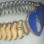 Disney Vintage  Snow White Blue Enamel Sweetheart Expandable Gold Filled Bracelet Photo 2