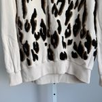 AllSaints Scar Sweatshirt XS cut off neckline Animal Print Cotton Blend Pullover Tan Photo 2