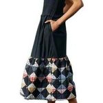 Anthropologie Othilia Quilted Hem Black Ruched Smocked Top Sundress NWTS size XL Photo 0