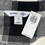Old Navy NWT 2X Black & White Buffalo Plaid Flannel Boyfriend Button Down Shirt Photo 3