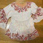 Free People  Sunset Dreams Boho Coastal Cowgirl Peasant Bell Sleeve Ruffle Top XS Photo 6