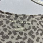 American Eagle  Outfitters Blouse Top Womens Medium Beige V-Neck Leopard Pullover Photo 2