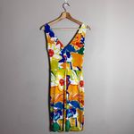 Ralph Lauren Lauren Ruched Floral Faux Wrap Mini Dress Womens 2 Artsy Watercolor Photo 3