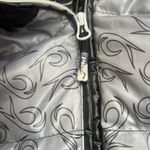 Volkl Womens Black Puffer Jacket Hooded Logo Print Full Zip Sz 10 Ombre ski ec Photo 4