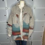 POL  Corduroy Aztec Oversized Button Down Shirt Jacket Shacket Size Large Photo 1