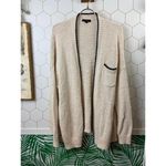 J.Crew Cream Cardigan Beach Sweater with Navy Contrasting Trim - Size - Large Photo 7