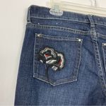 White House | Black Market White House Black‎ Market Noir Flare Leg Rose Embroidered Jeans Size 6R Photo 3