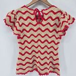 Rails Coen Ruffle Sleeve Peplum Sweater Small Cherry Oat Stripe Photo 3