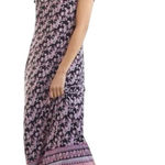 5 for $25| J. Jill Seamed Knit Floral Border Ultra Soft Flowy Maxi Pocket Dress Black Photo 0