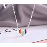 Boutique NEW Rainbow Heart 925 Sterling Silver Necklace, 16-18”‎ Photo 2