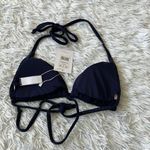 ANDIE New  Swim the string bikini top Triangle textured navy blue size Medium Photo 3