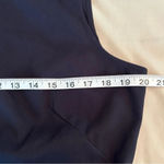 Loft  Womens 14 Navy Blue Gold Button Front Zip Back Sleeveless Ruffle Hem Dress Photo 8