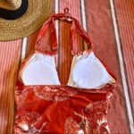 NWOT Eomenie One Piece Ruched Halter Swimsuit Size Small. Orange Photo 8