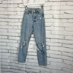 H&M Ultra High Waist Mom Jeans Light Wash Distressed Ripped Knees Women’s 0 Y2K Photo 7