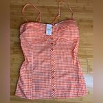 Picky Boo orange Gingham adjustable strap women shirt W/Belt MSRP $50|Size:2XL Size 2X Photo 8