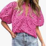 PRETTYGARDEN  Women’s Hollow Out Lace Embroidered Blouse Photo 2