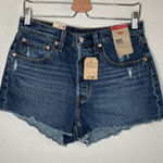 Levi's  501 Womens High Waisted Dark Wash Cut Off Denim Shorts Size 30 Photo 0