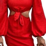 Seven Wonders Long Sleeve Square Neck Cutout Mini Dress Red Size Small NWT Photo 0