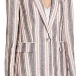 frame denim NEW NWOT FRAME Classic Stripped Linen Blazer Jacket Blue Red White Photo 0
