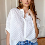 Tuckernuck India Collection Emerson Fry Mandarin Collar Salt Swiss Dot Organic Top Photo 0