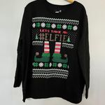Just My Size Black Let’s Take An Elfie Holiday Christmas Sweatshirt Photo 2