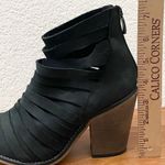 Free People  Hybrid Charcoal Gray Nubuck Leather Strappy Chunky Heeled Booties 37 Photo 7