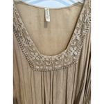 Shoreline Crochet Beach Coverup Tunic Tan Dress Boho Pirate Peasant Long Sleeve Photo 1