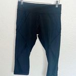 Lululemon  Black Cropped Mesh Detail Women’s Gummy Logo Leggings Photo 0