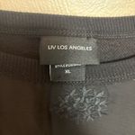 Liv Los Angeles Sweatshirt Long Sleeve Top Lace Eyelet Sheer Front Black Size XL Photo 3