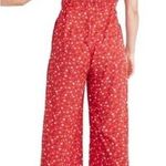 Madewell  Wide Leg Shirred Back Ruched Bodice Spaghetti Strap Jumpsuit Cherry Red Photo 1