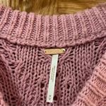 Free People Isla Chevron Cable Stitch Oversized Tunic Sweater Pink Rose Medium Photo 7