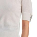 AQUA ‎ Cashmere Blend Jewel Button Short Sleeve Sweater Top Photo 2