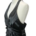 Scarlett Nite Y2K Halter Dress 14 Black Satin Tiered Ruffled Cocktail Retro HOCO Photo 2